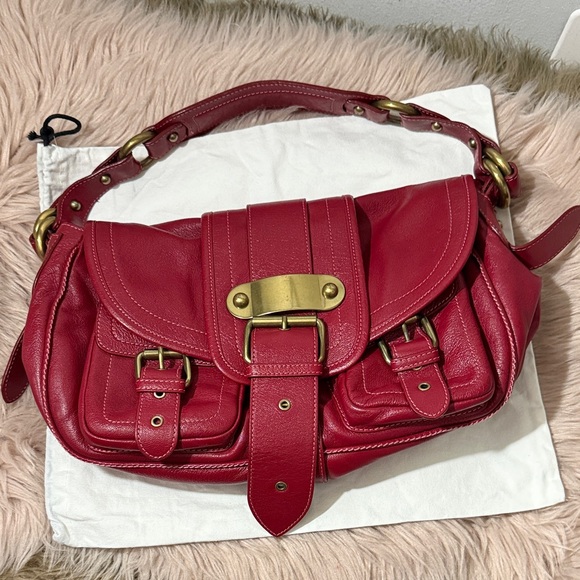 RARE Marc Jacobs Adina Leather Saddle Shoulder Bag red medium - Picture 3 of 12